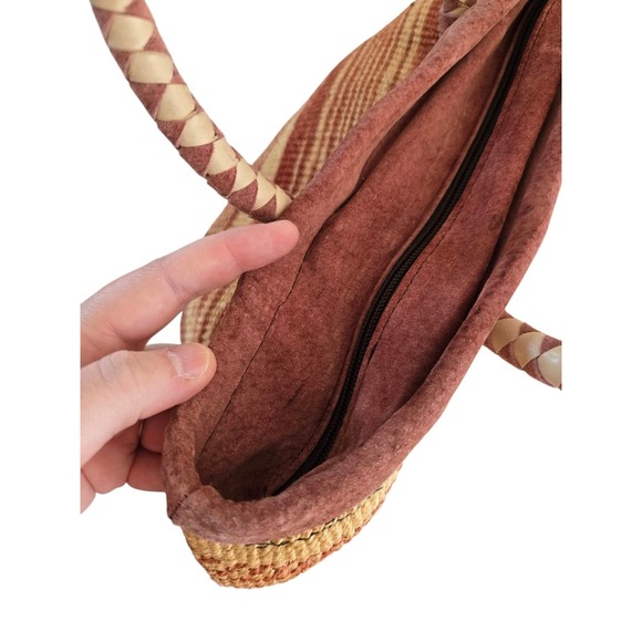 Vintage Sidal Woven Straw Tote Bag with Round Wrapped Handles Boho Purse Zip Top - Picture 8 of 8